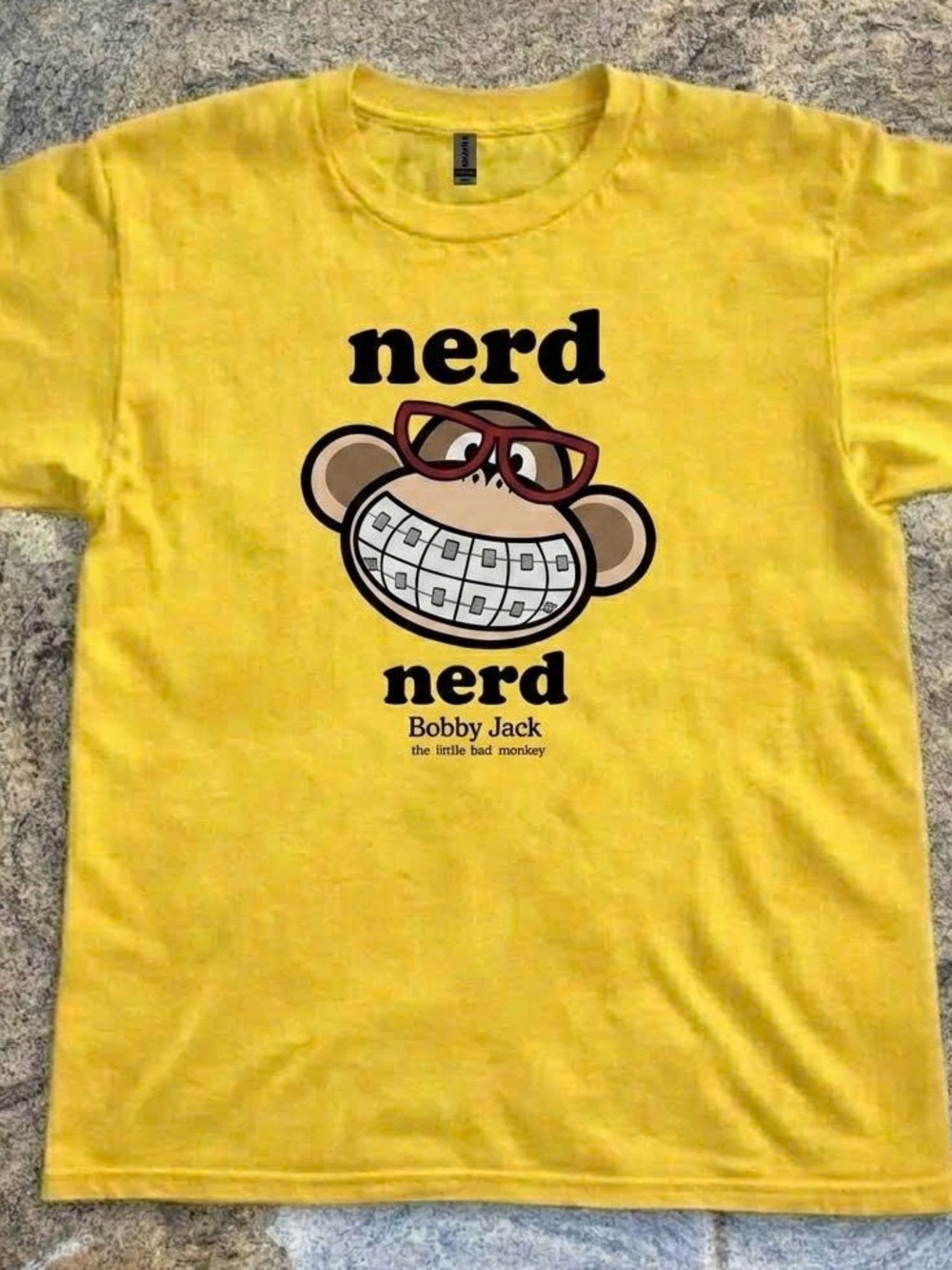 Gildan Yellow 'Nerd' Monkey Graphic Tee